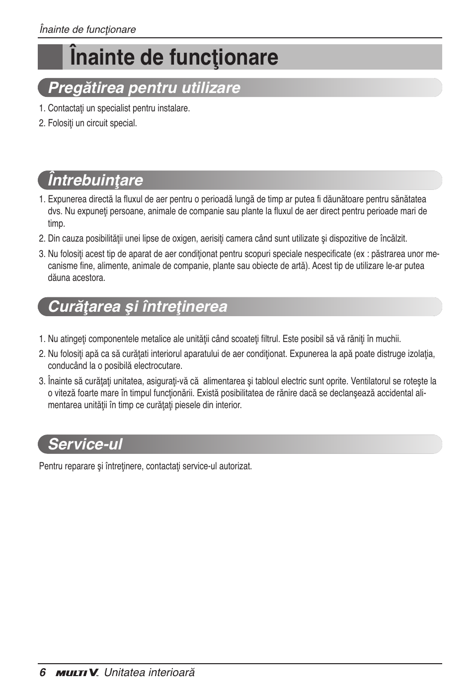 Înainte de funcţionare | LG ARNU15GSER2 User Manual | Page 138 / 205