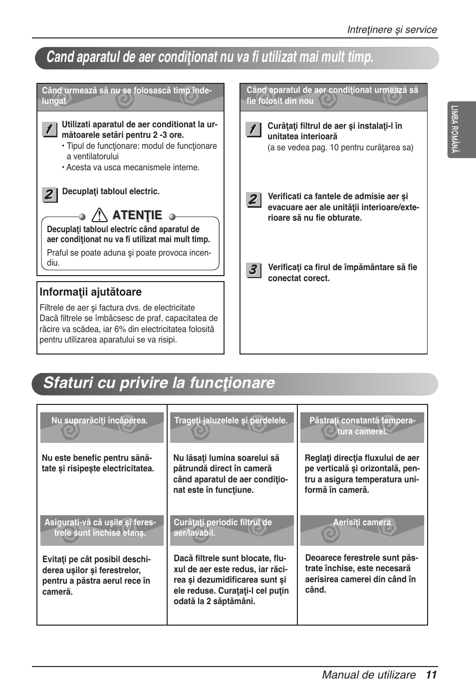 Atenţie | LG ARNU15GSER2 User Manual | Page 143 / 205