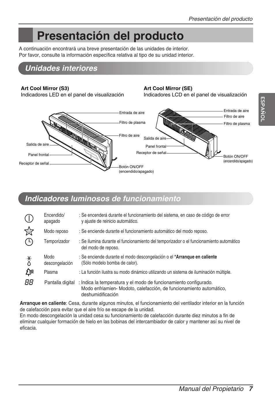 Presentación del producto, Manual del propietario 7 | LG ARNU15GSER2 User Manual | Page 31 / 205