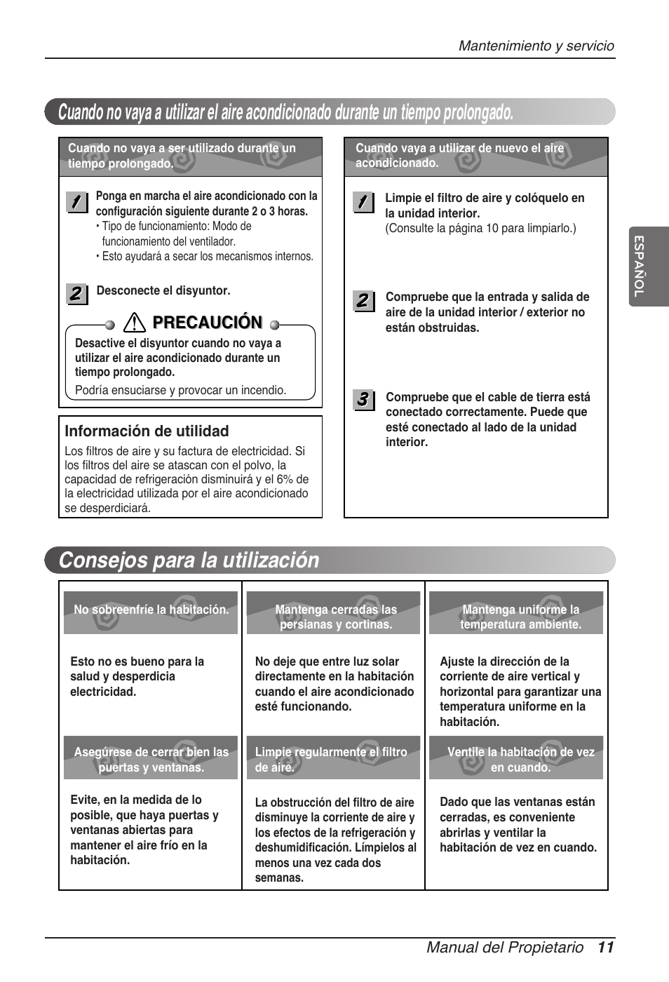 Precaución | LG ARNU15GSER2 User Manual | Page 35 / 205