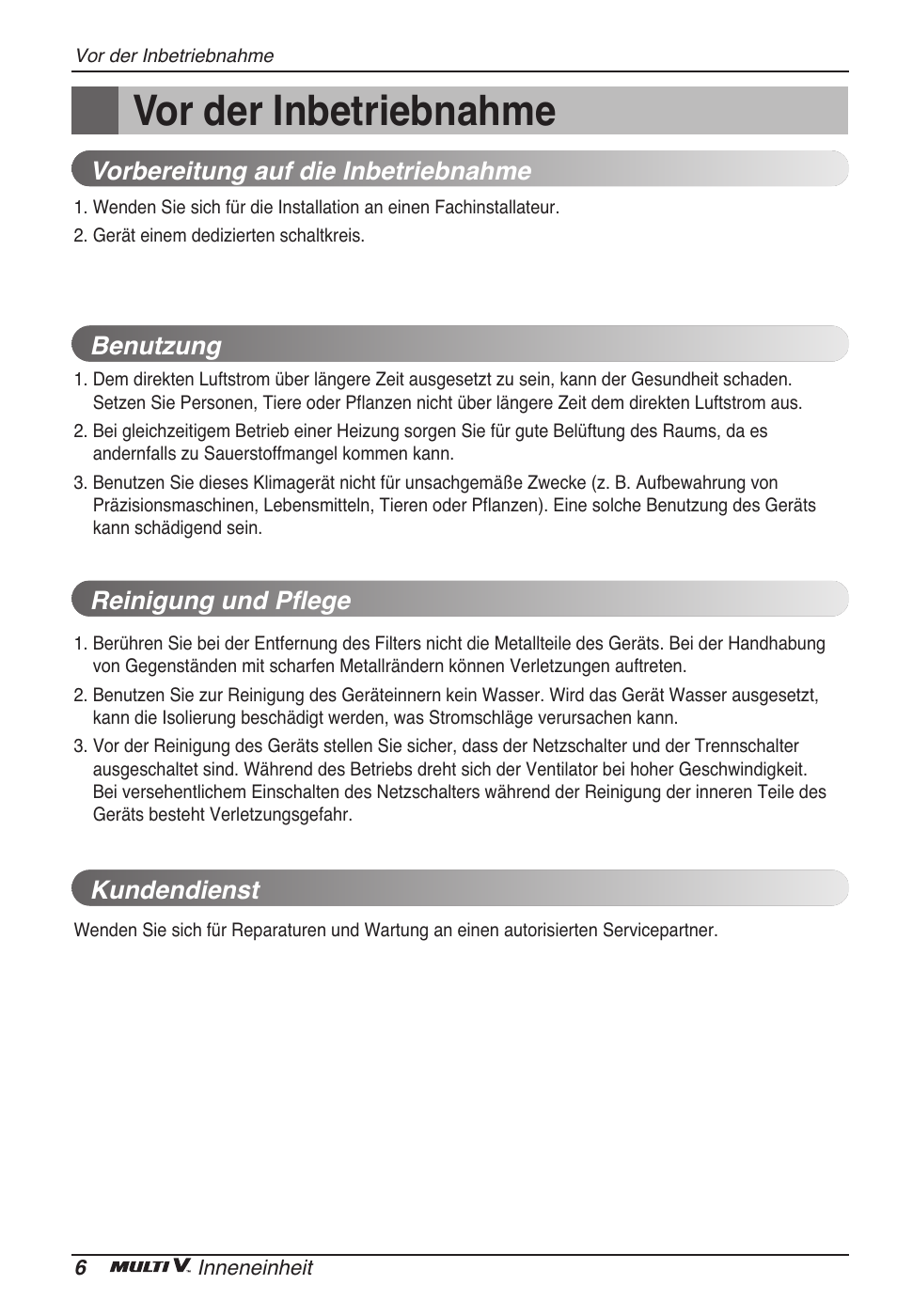 Vor der inbetriebnahme | LG ARNU15GSER2 User Manual | Page 54 / 205