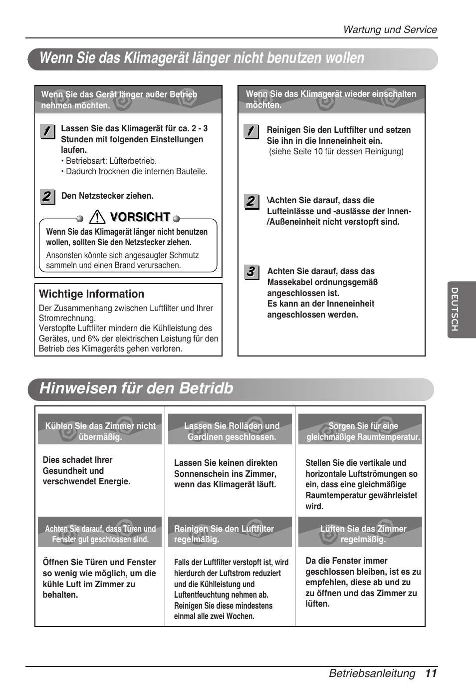 Vorsicht | LG ARNU15GSER2 User Manual | Page 59 / 205