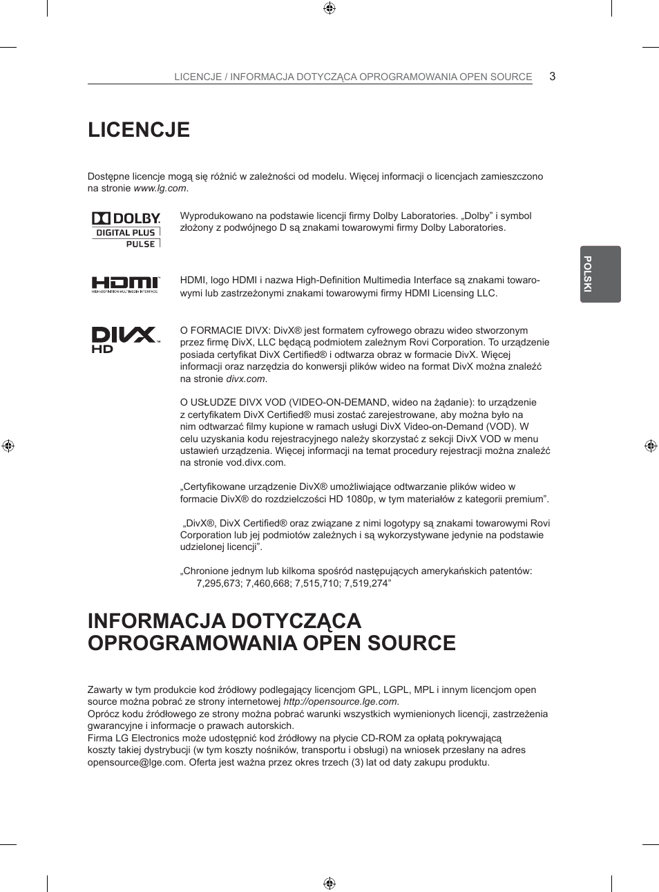 LG 26LS3500 User Manual | Page 49 / 364