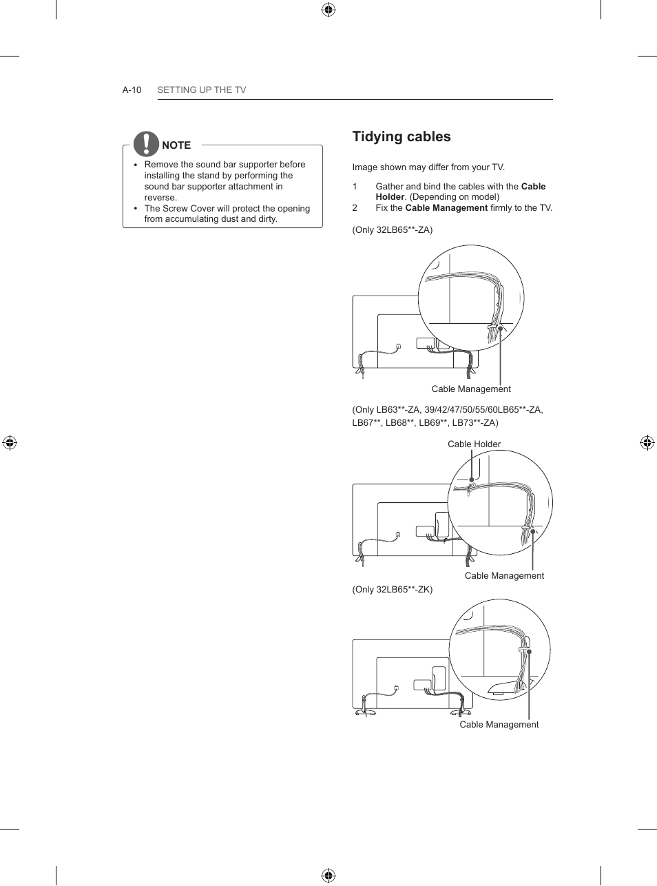 Tidying cables | LG 55LB700V User Manual | Page 10 / 795