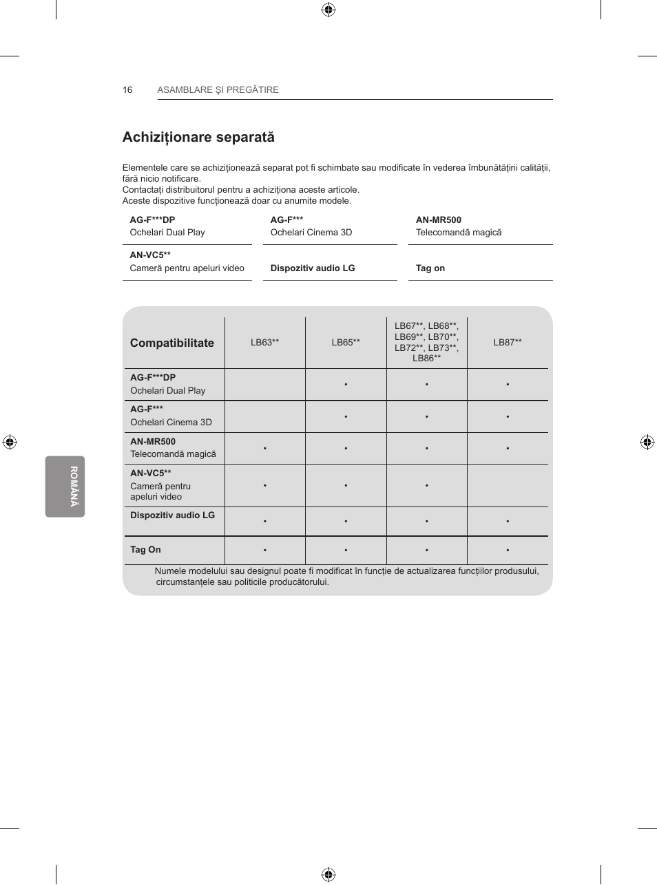 Achiziţionare separată | LG 55LB700V User Manual | Page 242 / 795