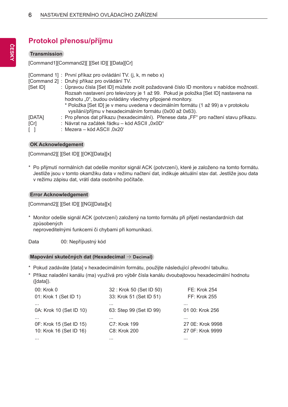 Protokol přenosu/příjmu | LG 55LB700V User Manual | Page 633 / 795