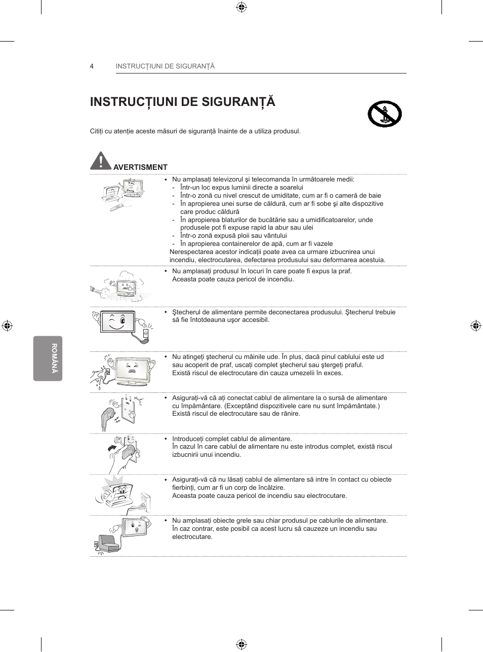 Instrucţiuni de siguranţă | LG 47LB731V User Manual | Page 230 / 588