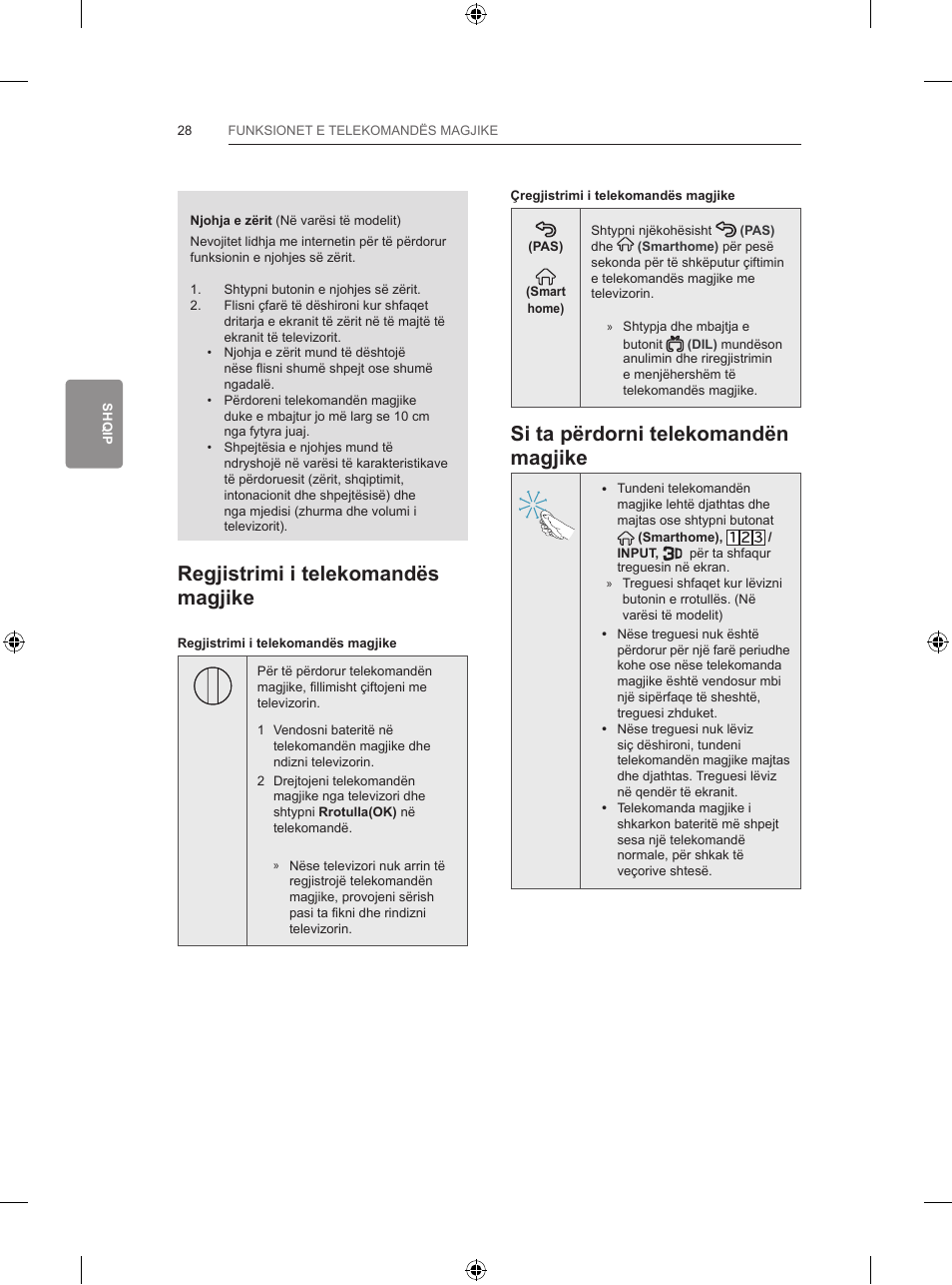 Si ta përdorni telekomandën magjike, Regjistrimi i telekomandës magjike | LG 47LB731V User Manual | Page 478 / 588