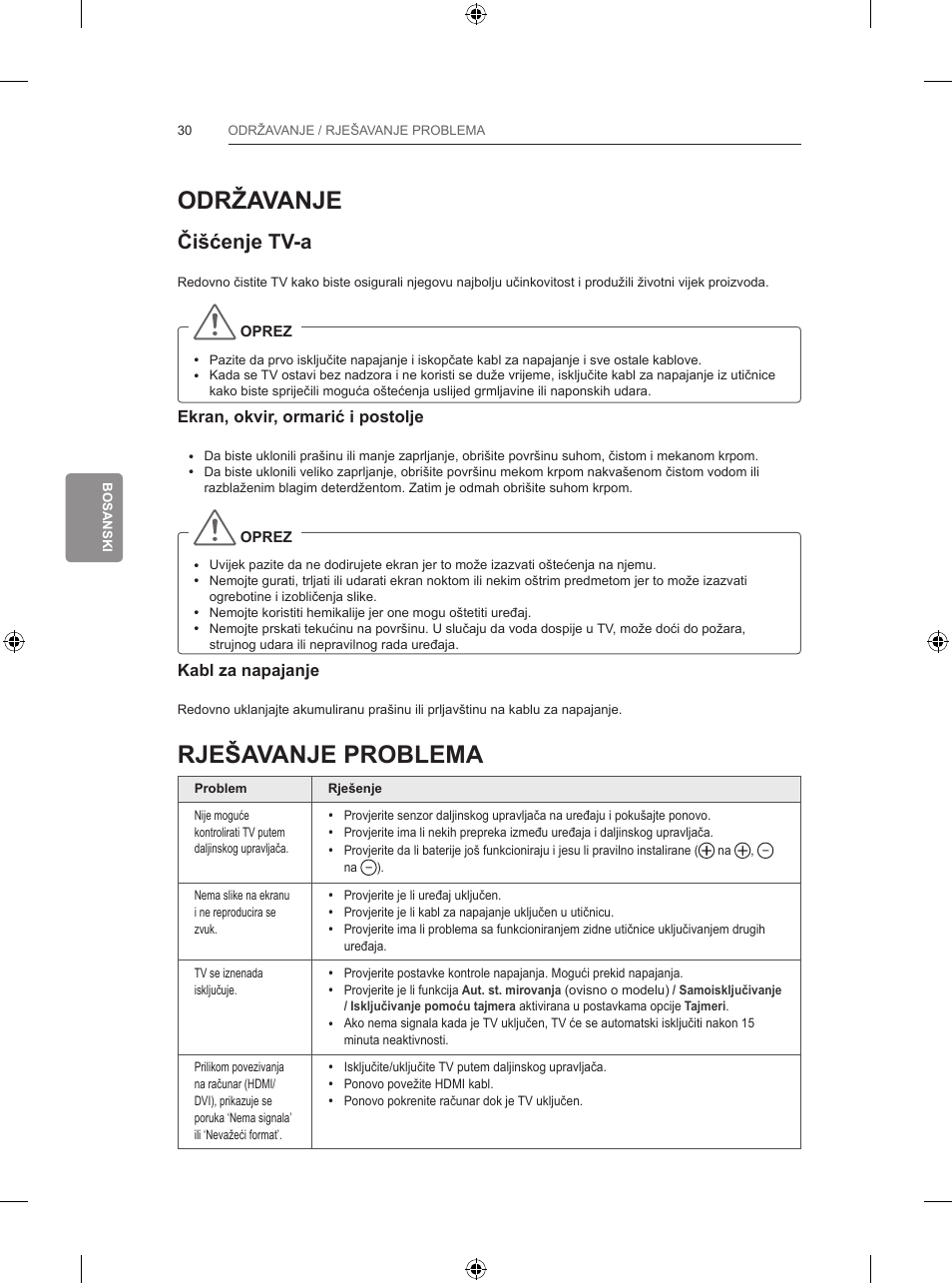 Održavanje, Rješavanje problema, Čišćenje tv-a | LG 47LB731V User Manual | Page 512 / 588
