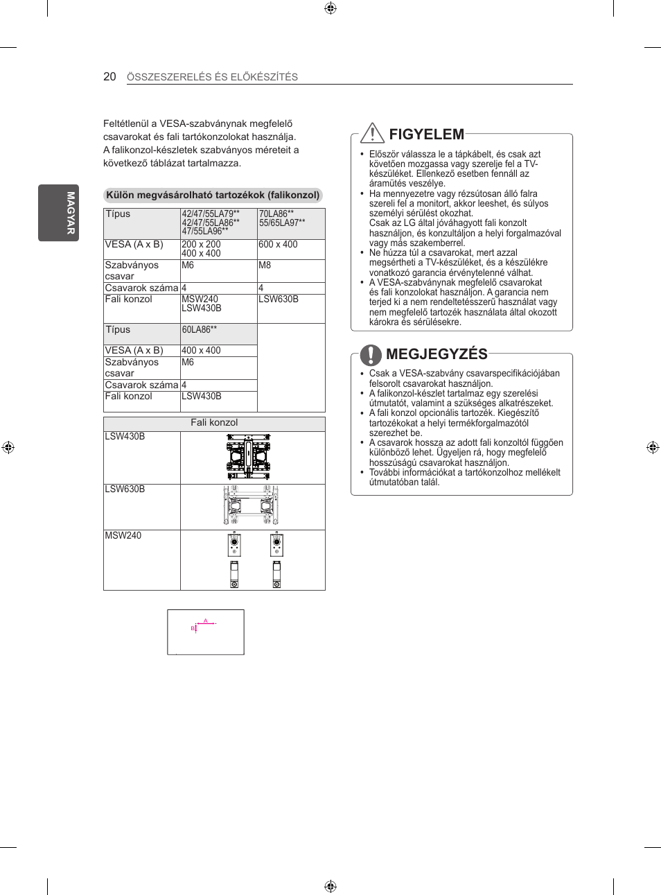 Figyelem, Megjegyzés | LG 42LA860V User Manual | Page 108 / 516