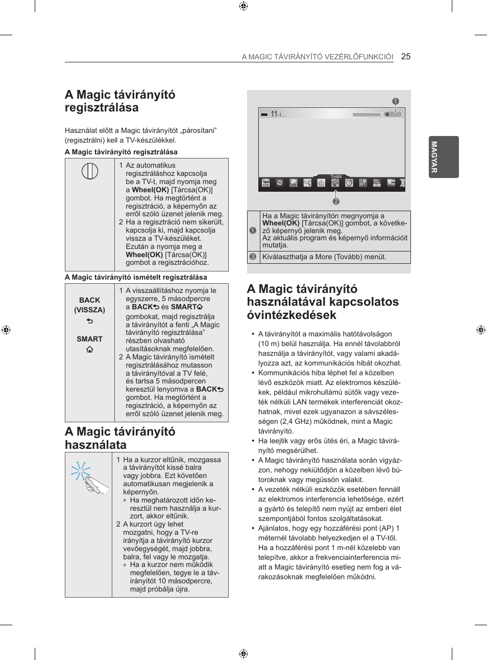 A magic távirányító regisztrálása, A magic távirányító használata | LG 42LA860V User Manual | Page 113 / 516