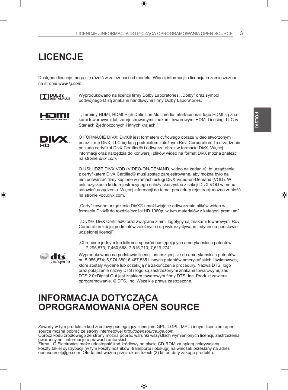 Licencje, Informacja dotycząca oprogramowania open source | LG 42LA860V User Manual | Page 119 / 516