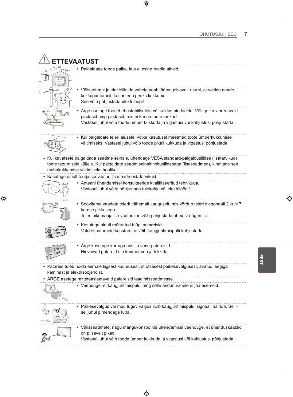 Ettevaatust | LG 42LA860V User Manual | Page 263 / 516