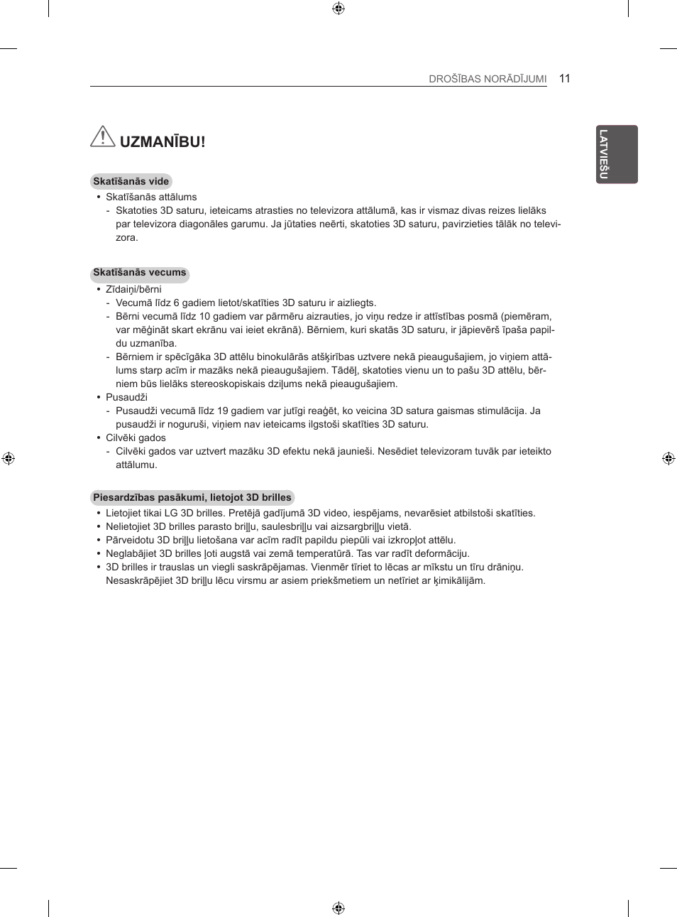 Uzmanību | LG 42LA860V User Manual | Page 323 / 516