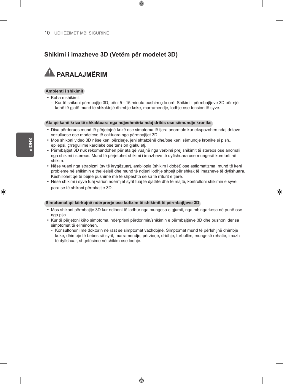 Paralajmërim, Shikimi i imazheve 3d (vetëm për modelet 3d) | LG 42LA860V User Manual | Page 406 / 516
