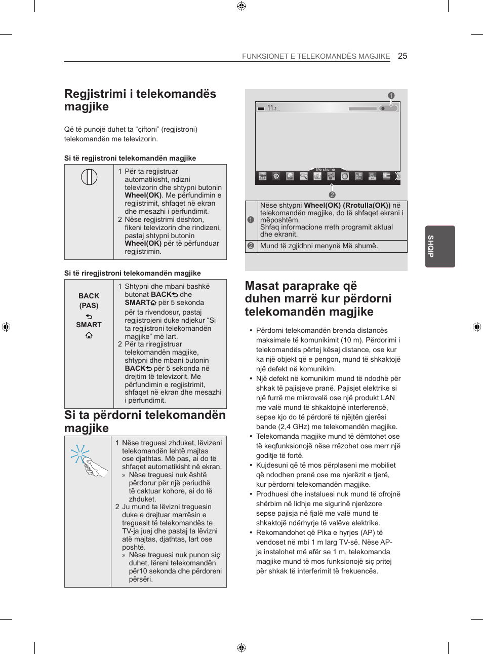 Regjistrimi i telekomandës magjike, Si ta përdorni telekomandën magjike | LG 42LA860V User Manual | Page 421 / 516