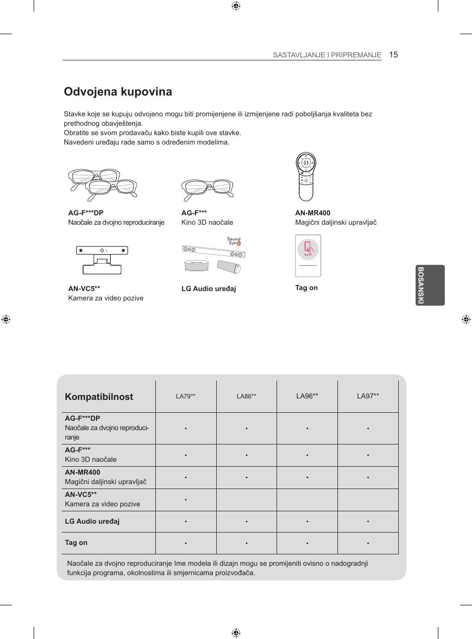Odvojena kupovina, Kompatibilnost | LG 42LA860V User Manual | Page 439 / 516