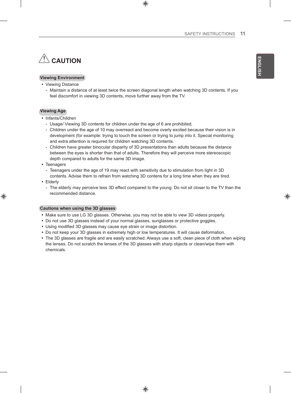 Caution | LG 42LA860V User Manual | Page 71 / 516