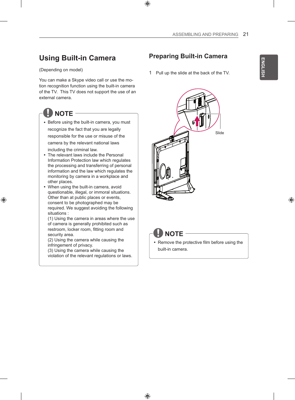 Using built-in camera, Preparing built-in camera | LG 42LA860V User Manual | Page 81 / 516