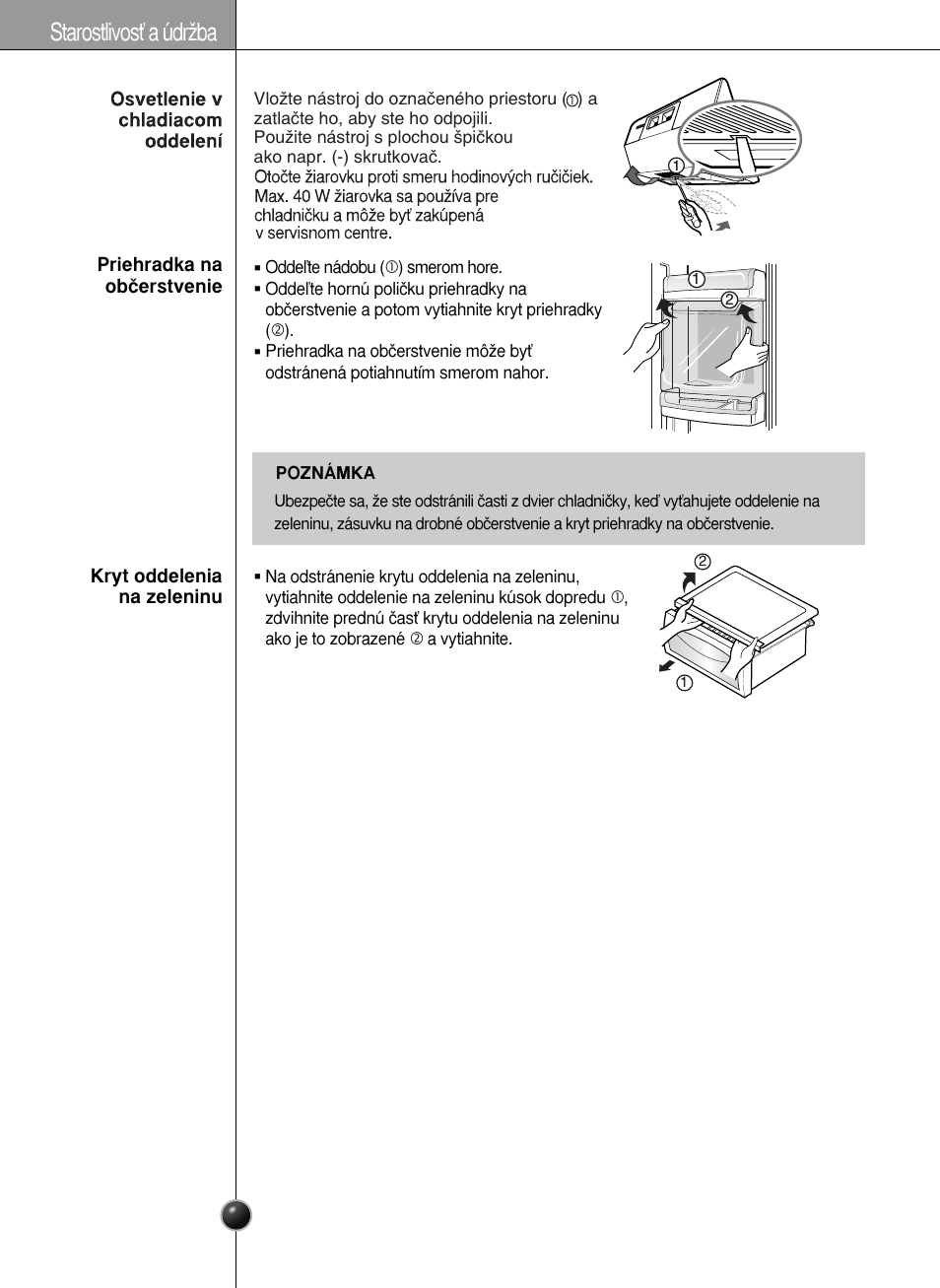 Starostlivosè a údrïba | LG GR-L227YLQA User Manual | Page 125 / 132