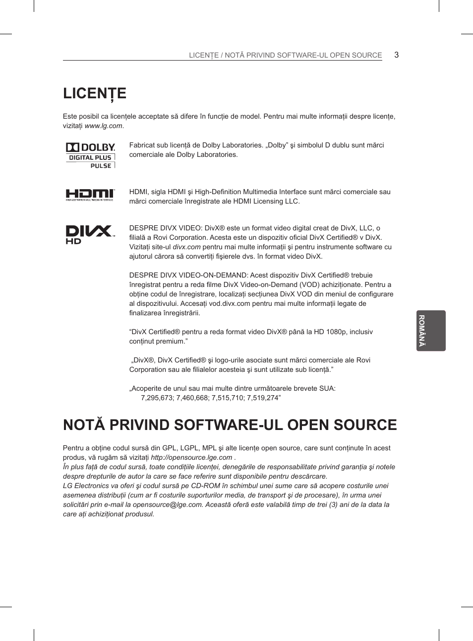 Licenţe, Notă privind software-ul open source | LG 47LM615S User Manual | Page 129 / 441