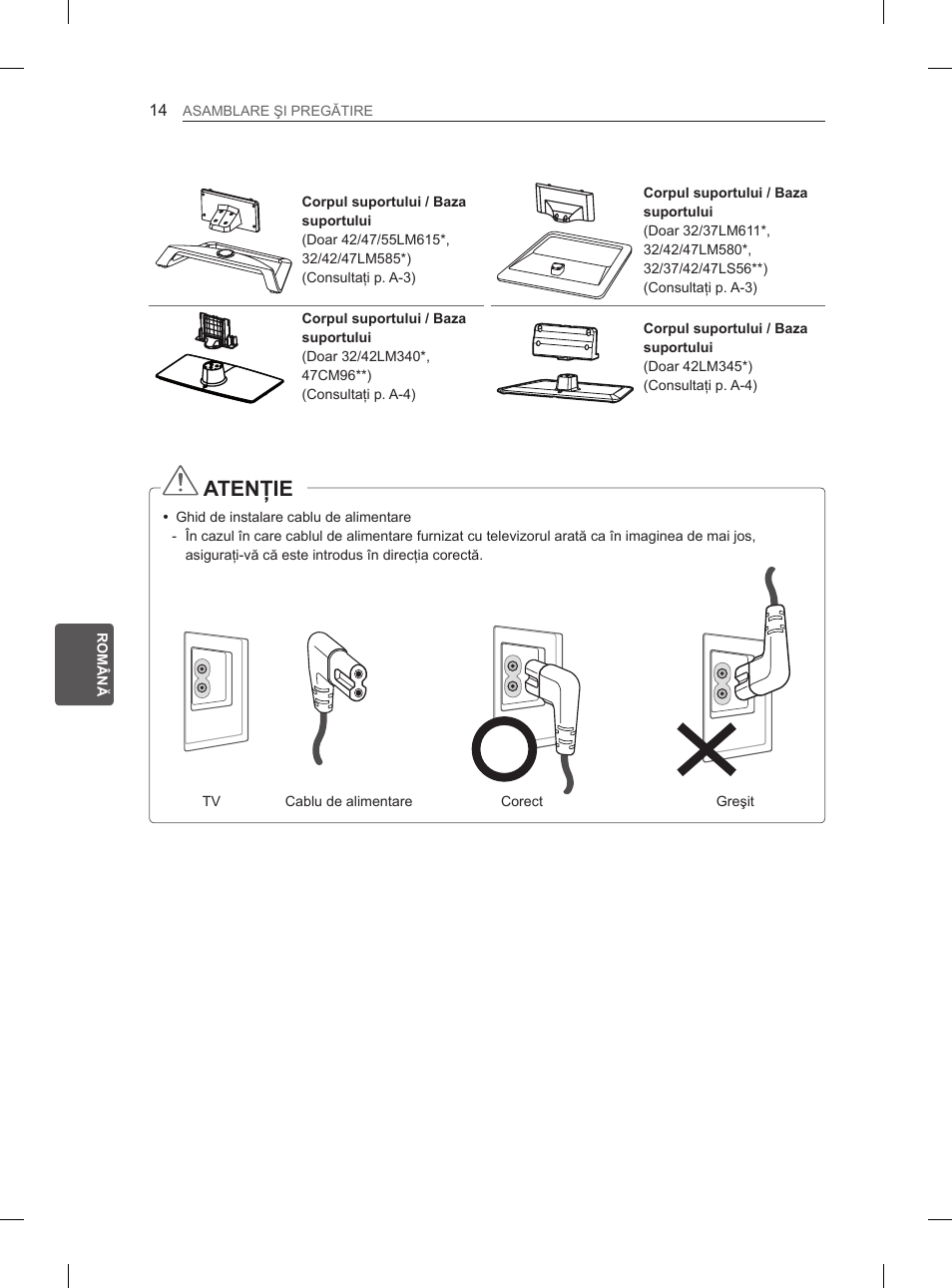 Atenţie | LG 47LM615S User Manual | Page 140 / 441