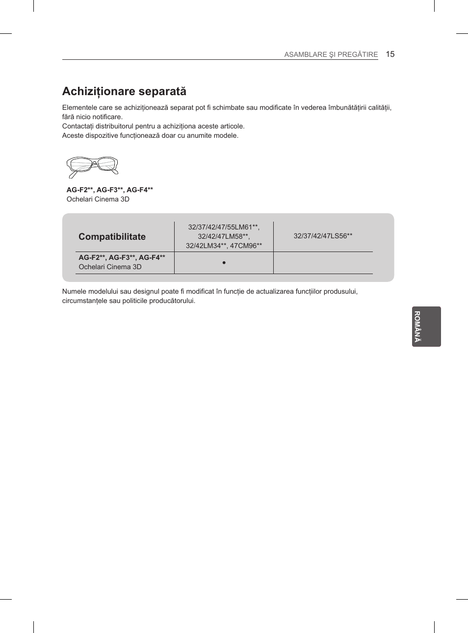 Achiziţionare separată | LG 47LM615S User Manual | Page 141 / 441