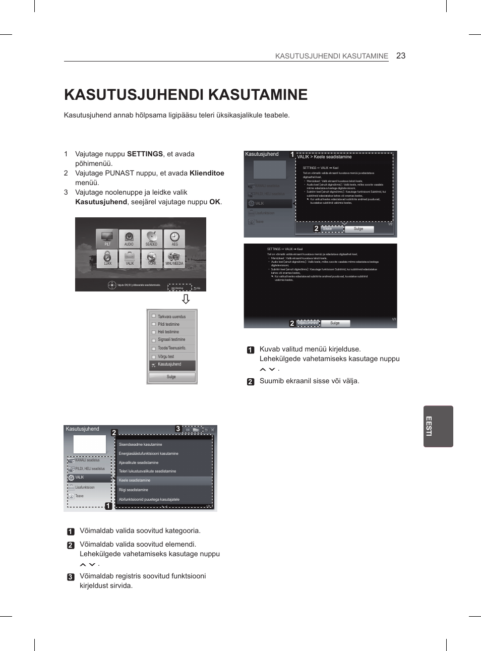 Kasutusjuhendi kasutamine, Es t ee st i kasutusjuhendi kasutamine, 2 suumib ekraanil sisse või välja | LG 47LM615S User Manual | Page 197 / 441