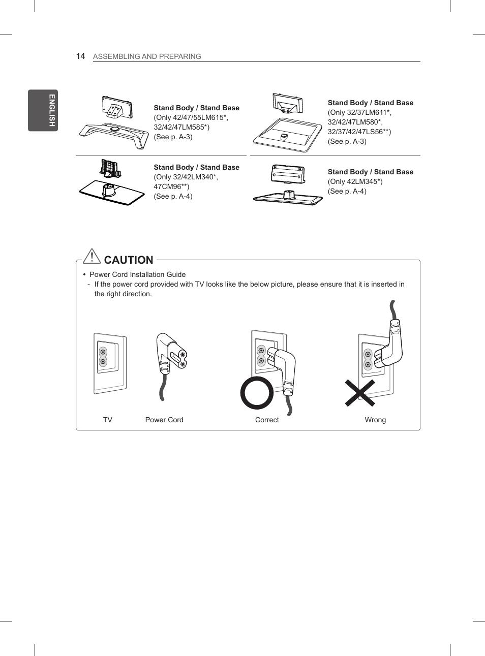 Caution | LG 47LM615S User Manual | Page 20 / 441