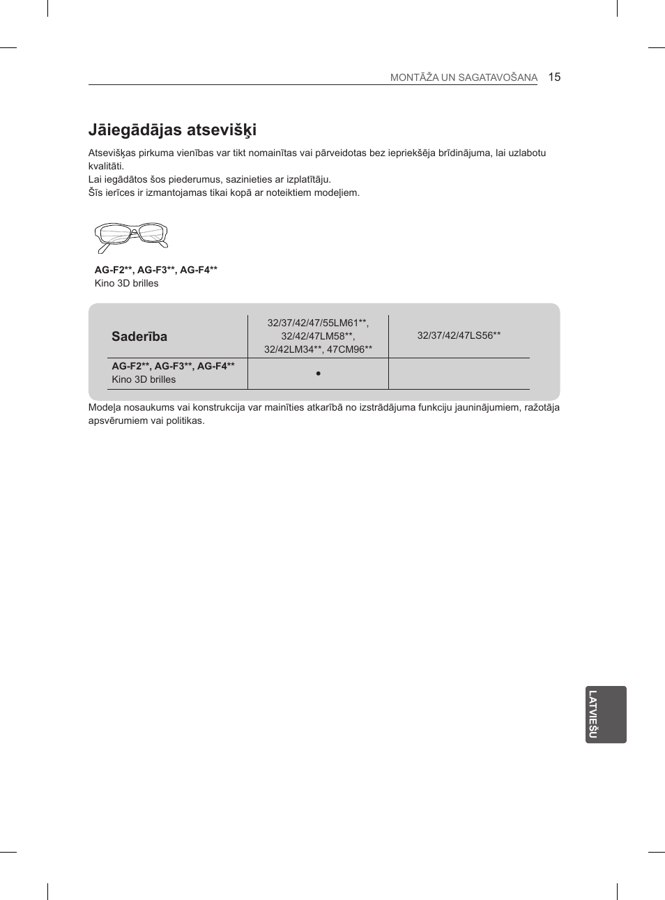 Jāiegādājas atsevišķi | LG 47LM615S User Manual | Page 237 / 441