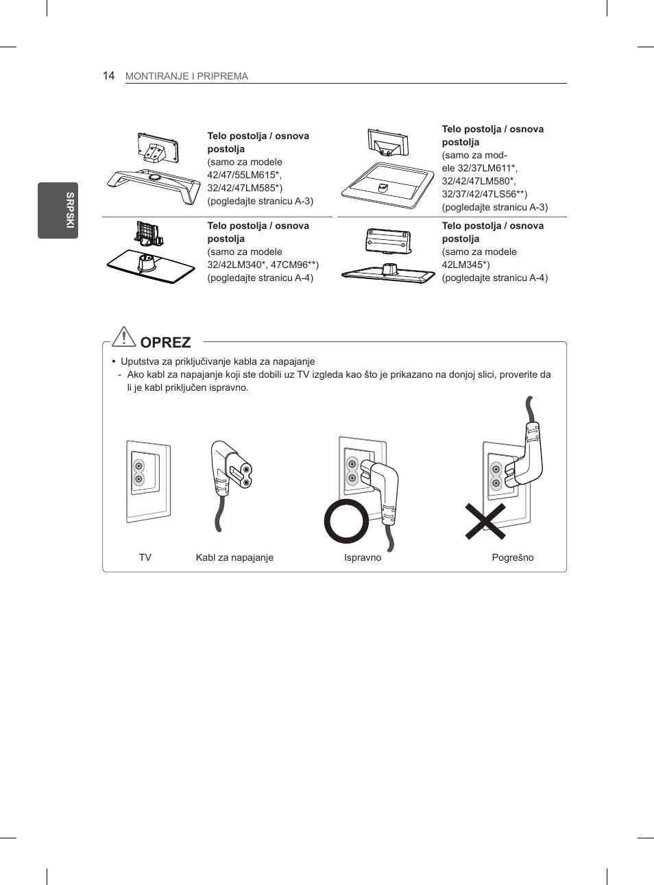 Oprez | LG 47LM615S User Manual | Page 284 / 441