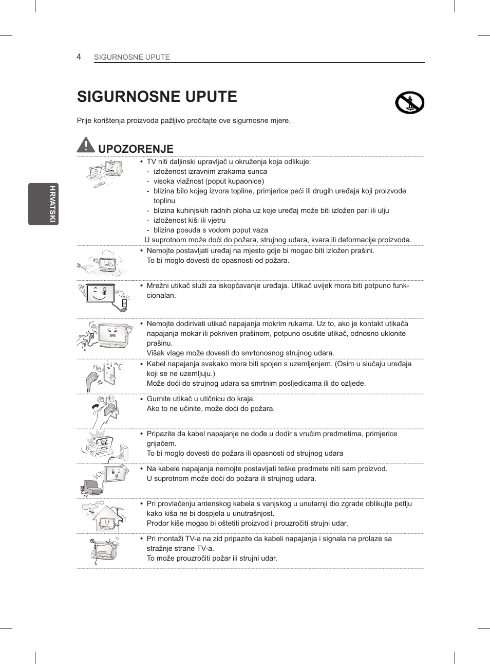 Sigurnosne upute, Upozorenje | LG 47LM615S User Manual | Page 298 / 441