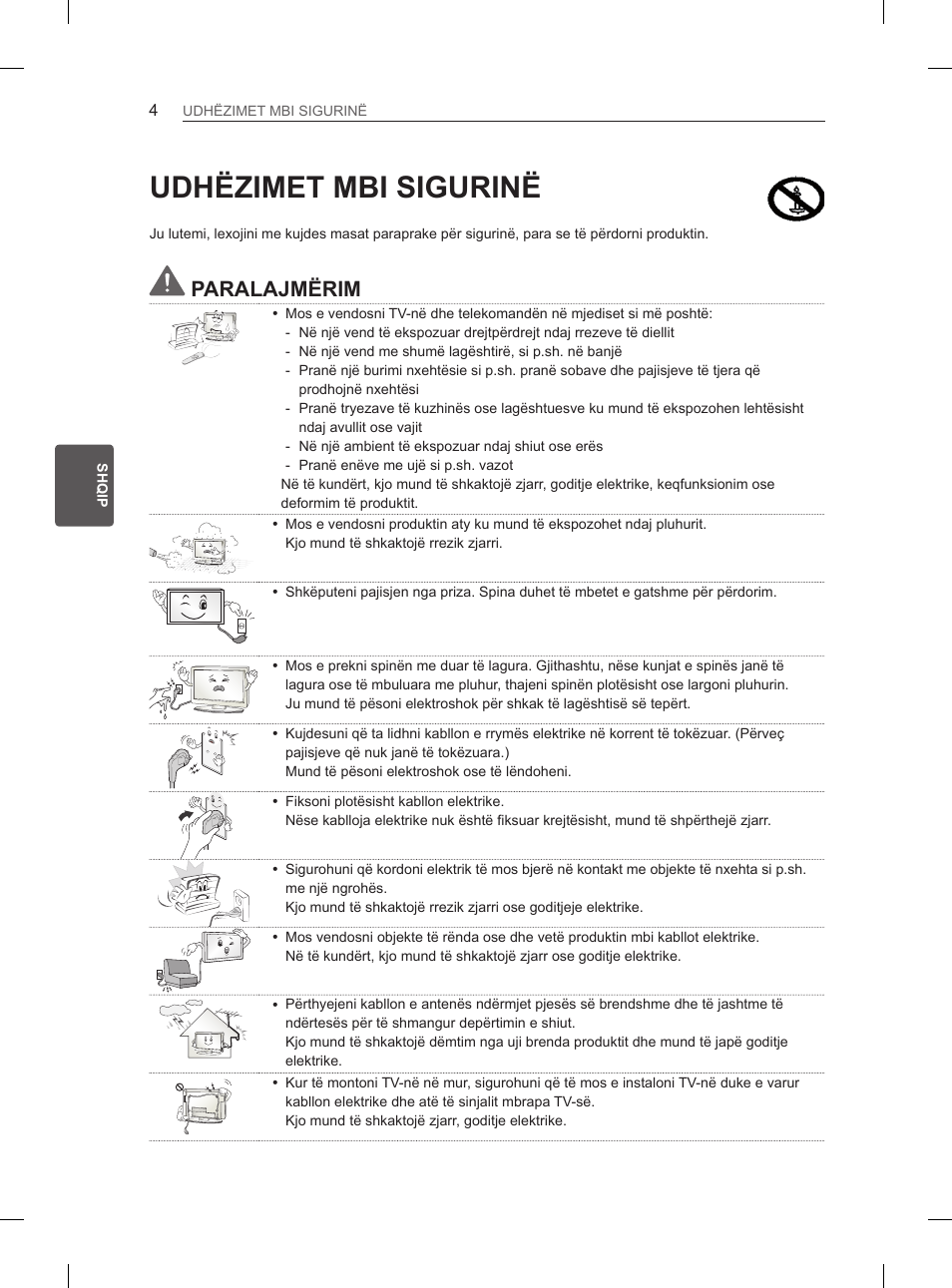 Udhëzimet mbi sigurinë, Paralajmërim | LG 47LM615S User Manual | Page 322 / 441