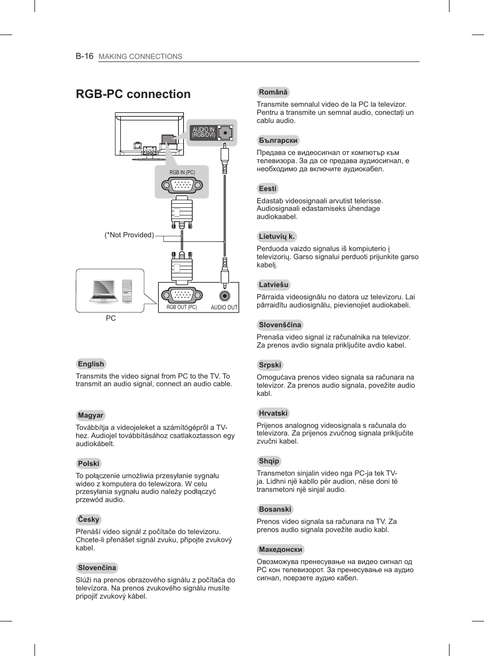 Rgb-pc connection | LG 47LM615S User Manual | Page 406 / 441