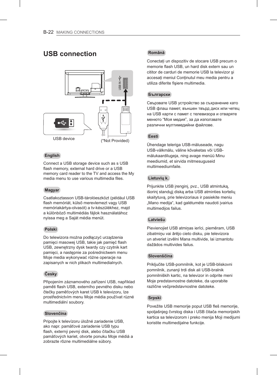 Usb connection | LG 47LM615S User Manual | Page 412 / 441