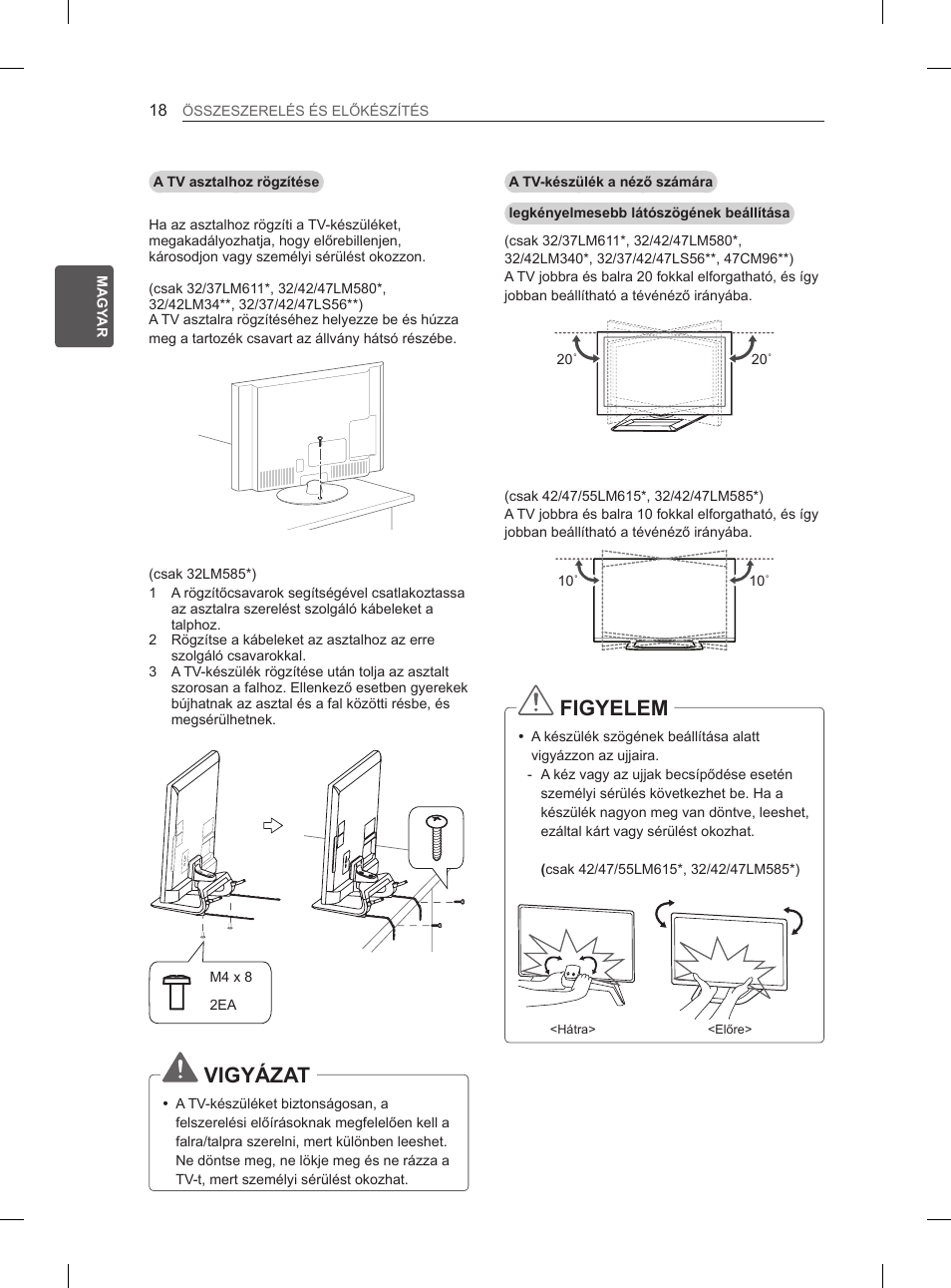 Vigyázat, Figyelem | LG 47LM615S User Manual | Page 48 / 441
