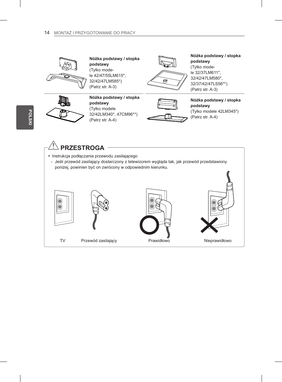 Przestroga | LG 47LM615S User Manual | Page 68 / 441