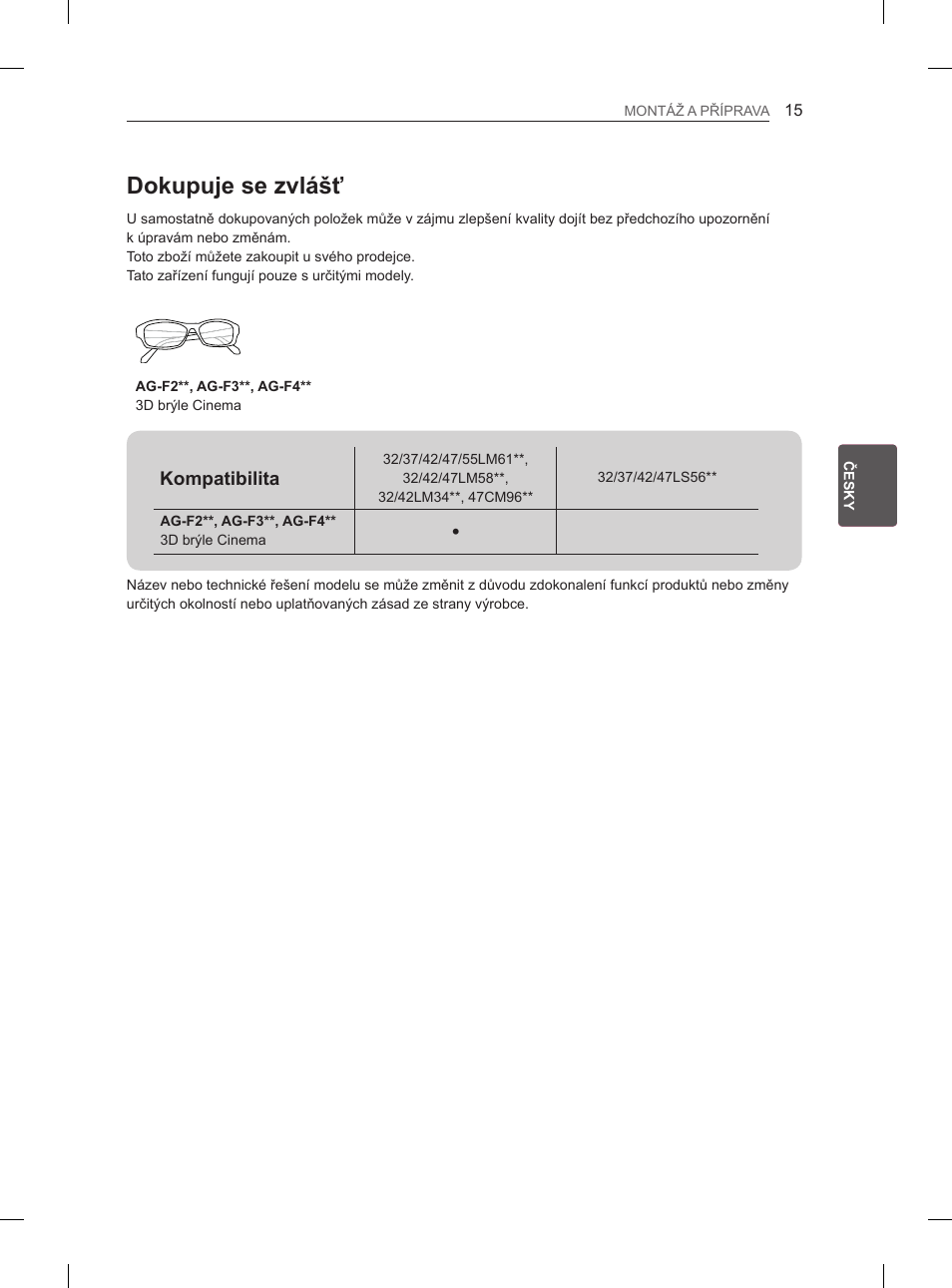 Dokupuje se zvlášť | LG 47LM615S User Manual | Page 93 / 441