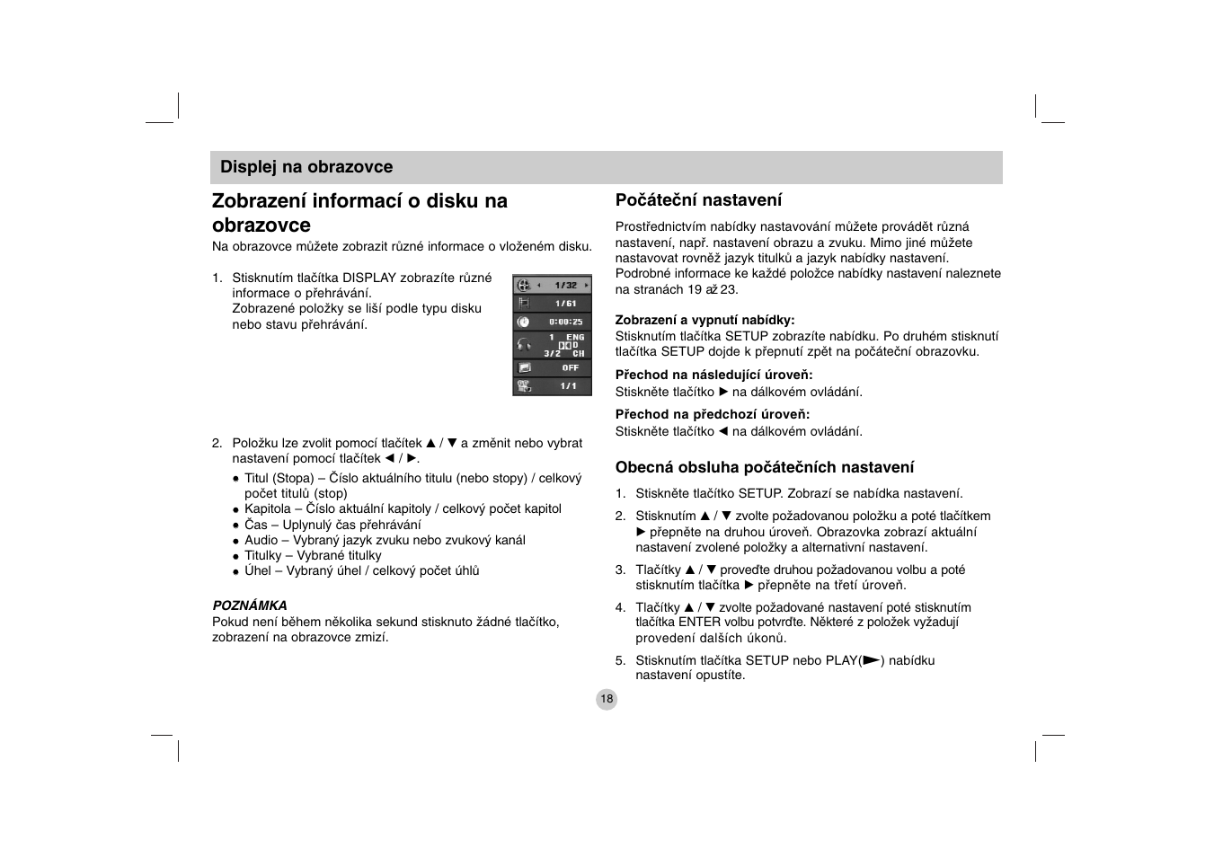 Zobrazení informací o disku na obrazovce | LG DP271B User Manual | Page 102 / 211