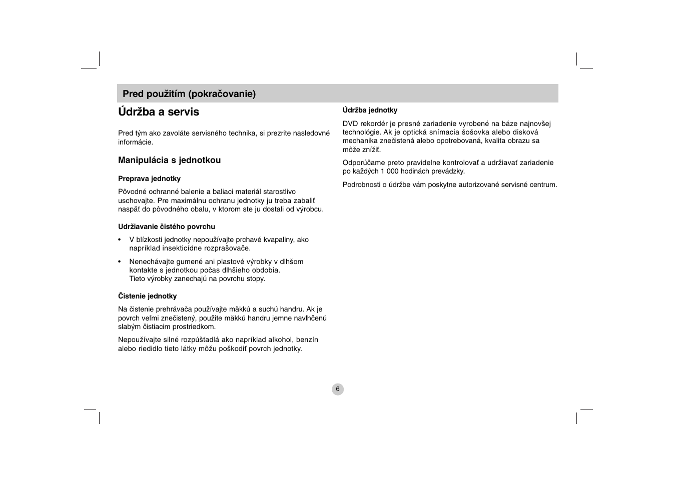 Údržba a servis | LG DP271B User Manual | Page 132 / 211
