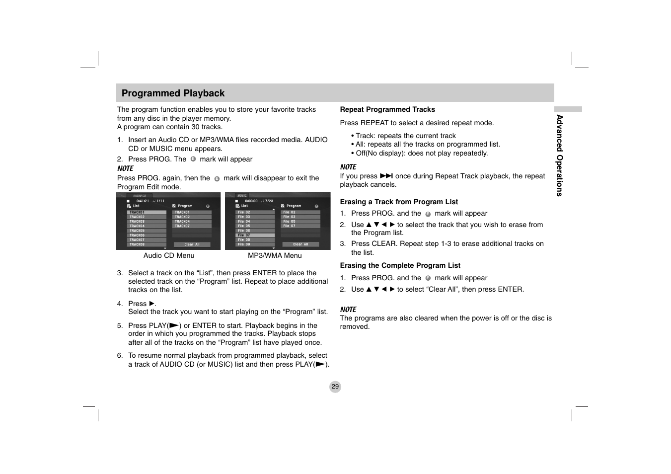 Programmed playback | LG DP271B User Manual | Page 29 / 211