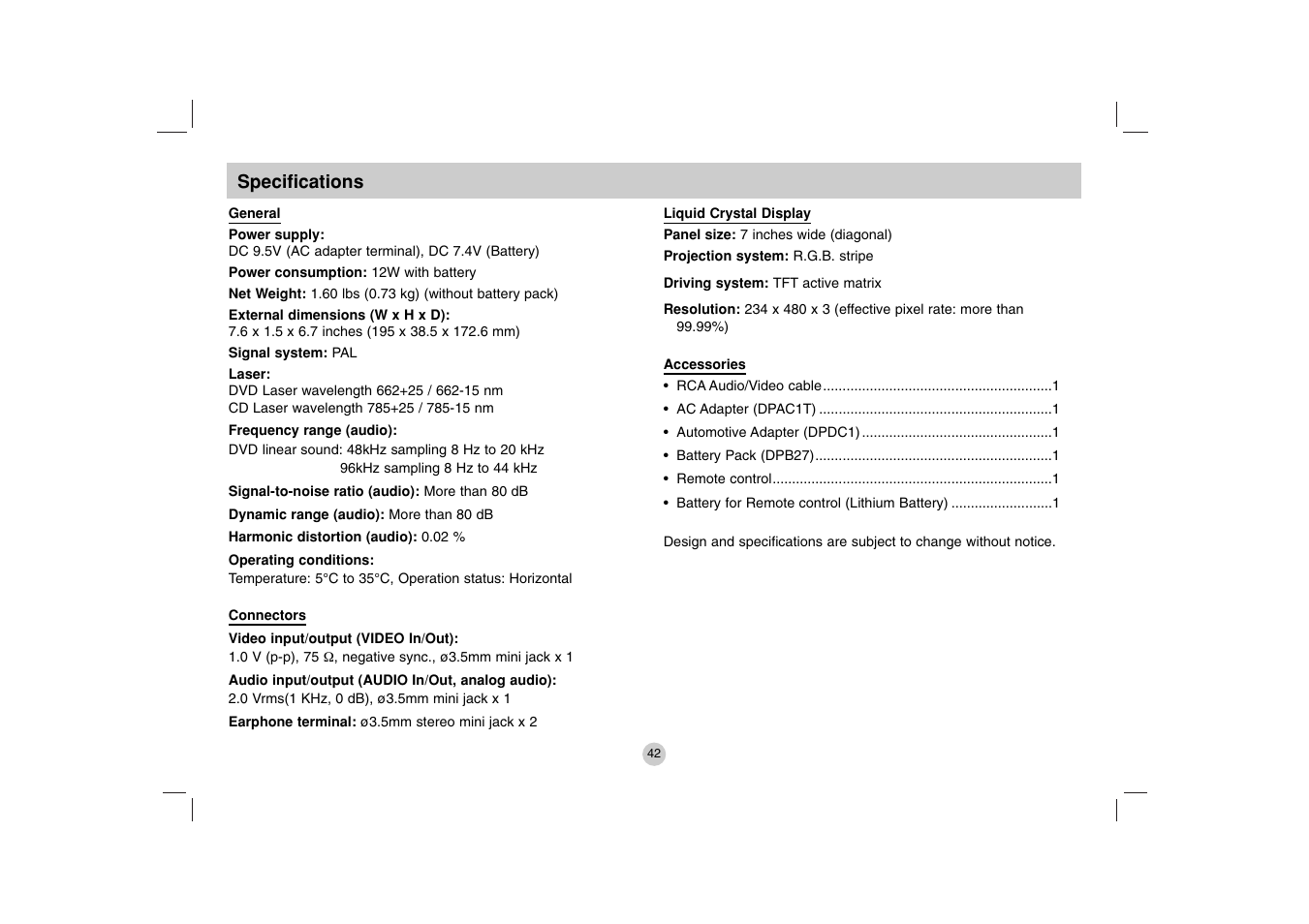 LG DP271B User Manual | Page 42 / 211