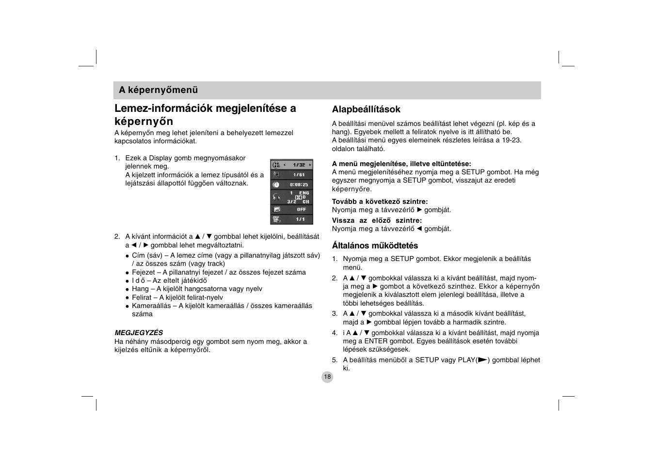 Lemez-információk megjelenítése a képernyőn | LG DP271B User Manual | Page 60 / 211