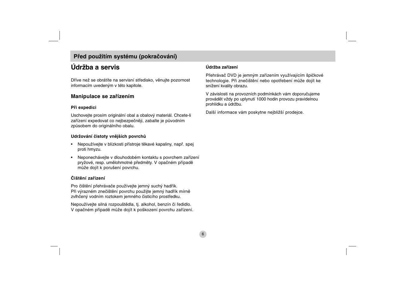 Údržba a servis | LG DP271B User Manual | Page 90 / 211