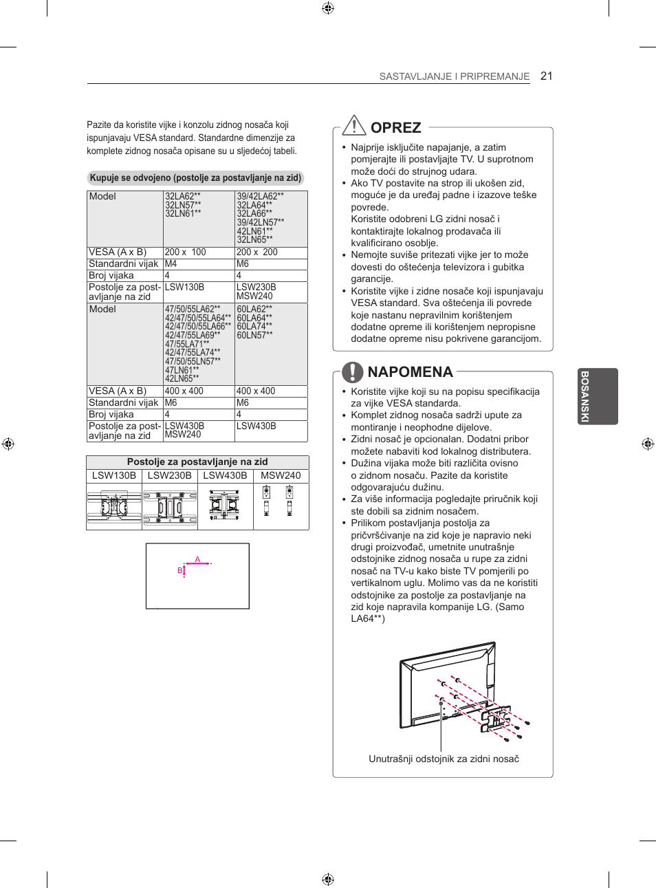 Oprez, Napomena | LG 32LN613S User Manual | Page 474 / 555