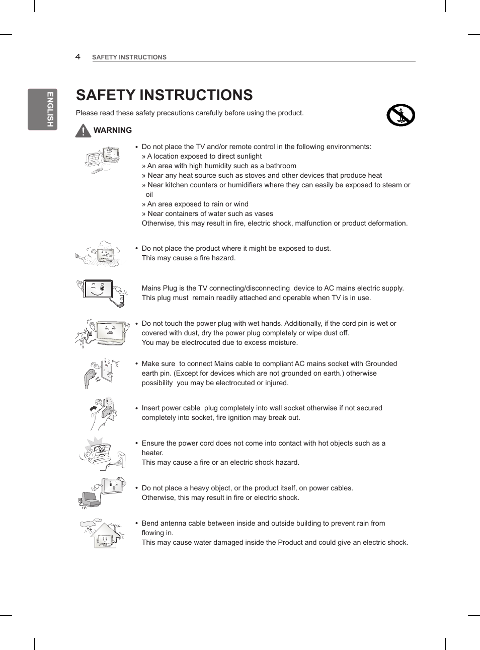 Safety instructions | LG 47LM860V User Manual | Page 14 / 521