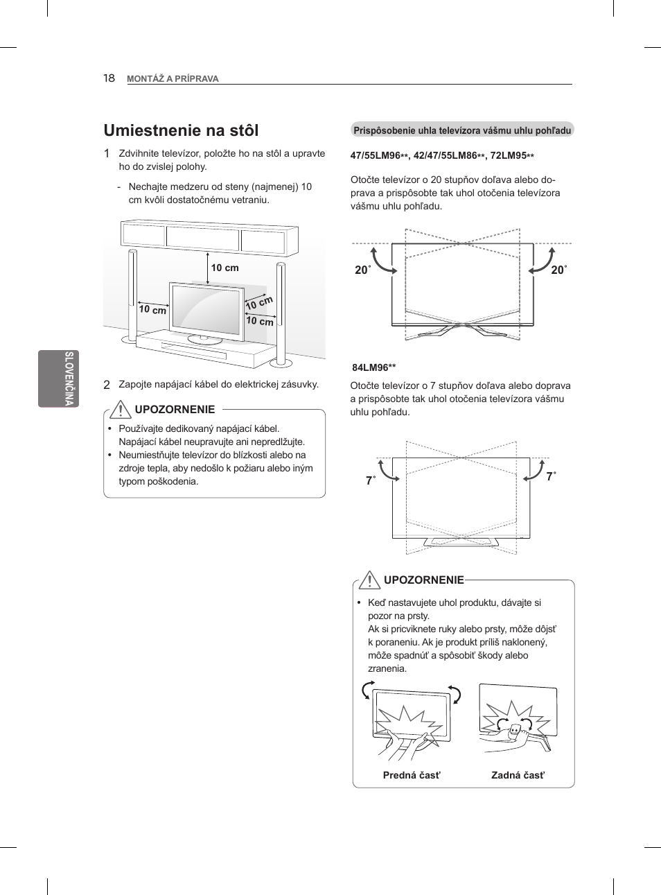 Umiestnenie na stôl | LG 47LM860V User Manual | Page 140 / 521