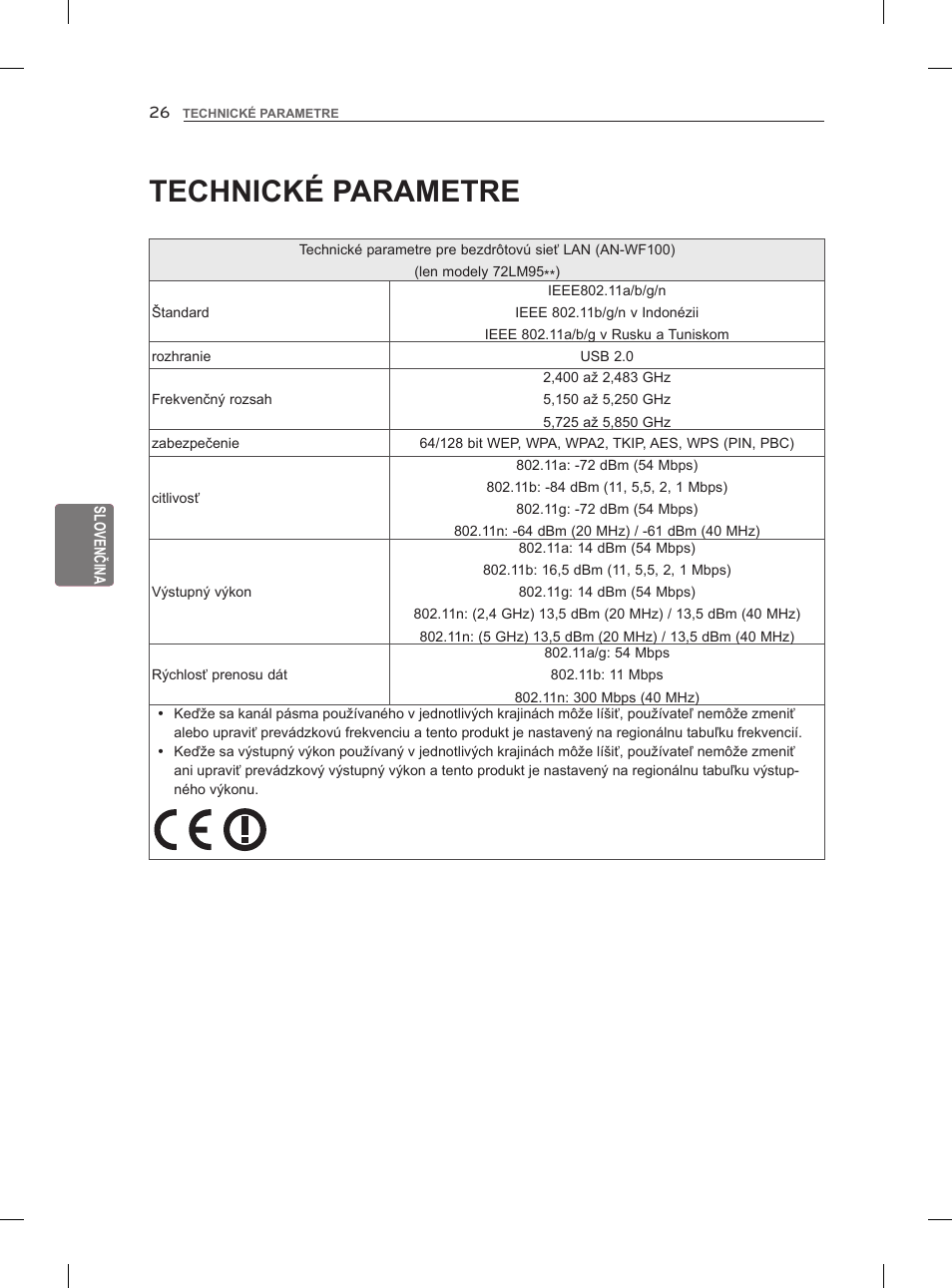 Technické parametre | LG 47LM860V User Manual | Page 148 / 521