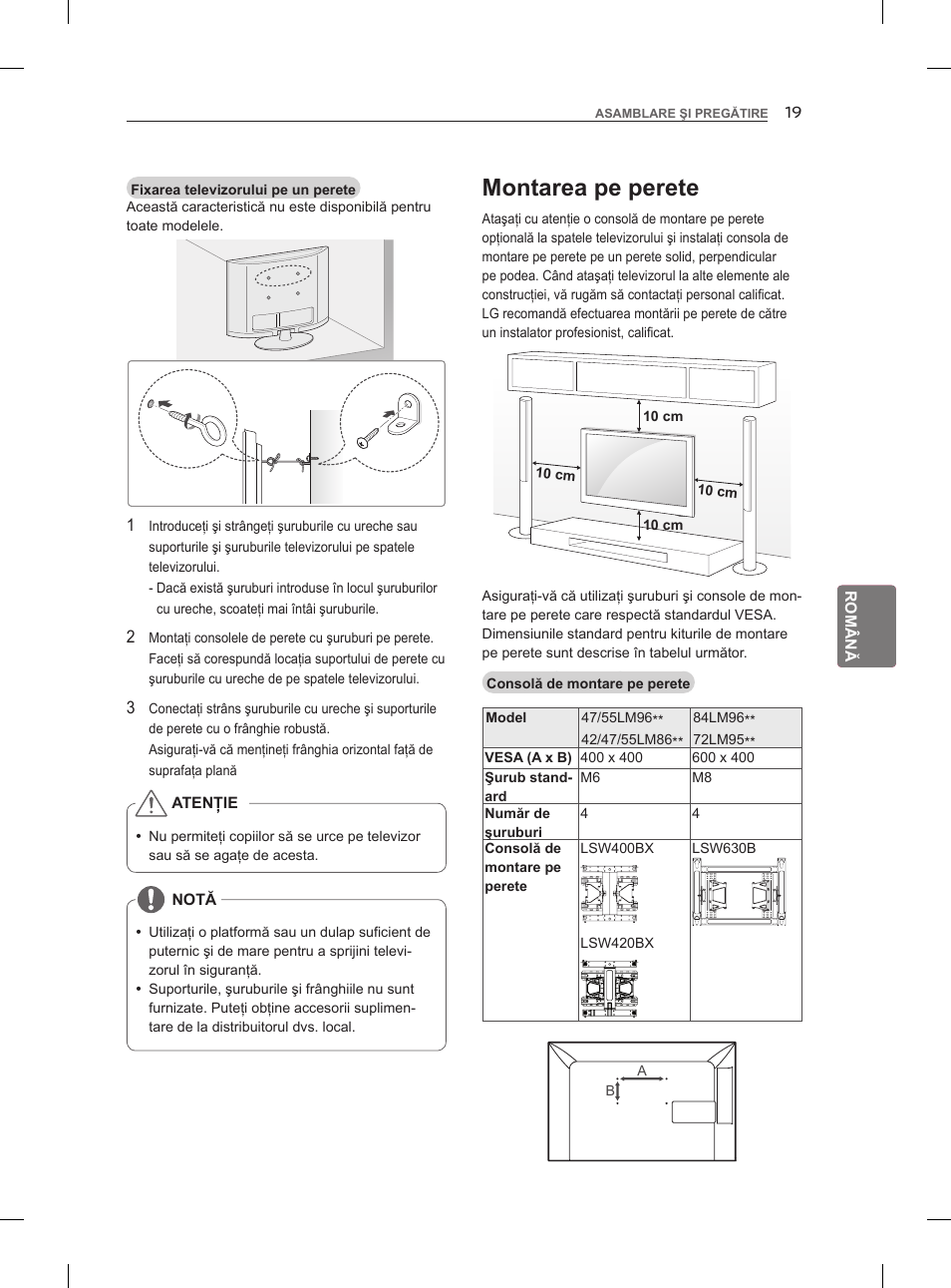 Montarea pe perete | LG 47LM860V User Manual | Page 169 / 521