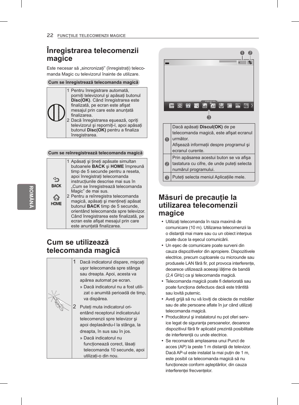 Înregistrarea telecomenzii magice, Cum se utilizează telecomanda magică | LG 47LM860V User Manual | Page 172 / 521